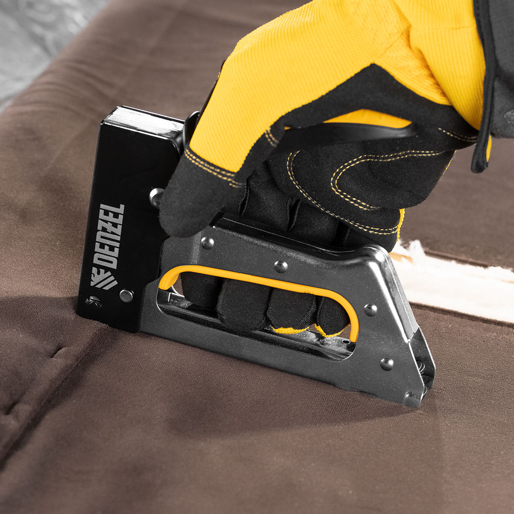 Степлер металлический, скобы в комплекте, 2К рукоятка, тип 53, 6-10 мм Denzel (40222)