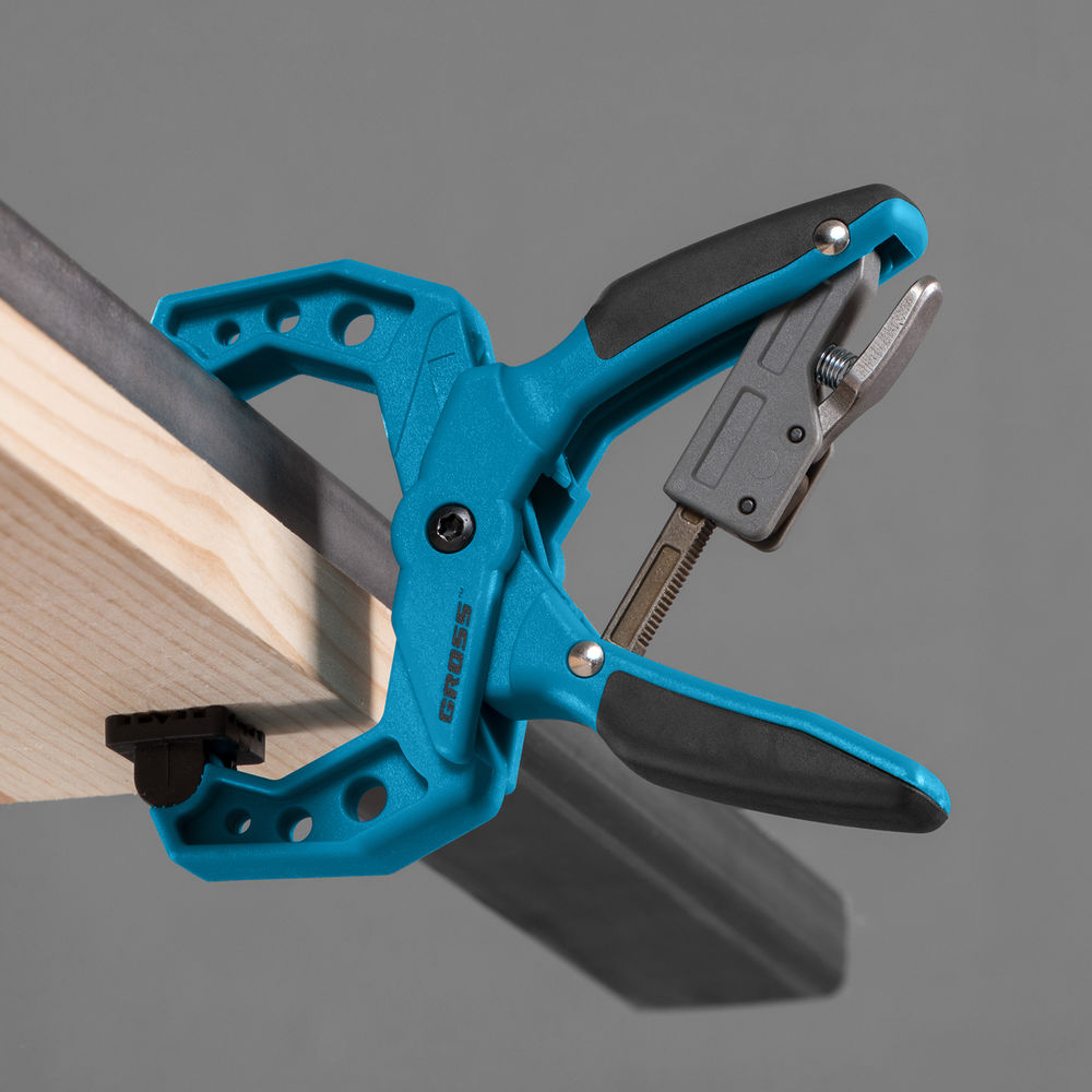 Струбцина клещеобразная 1-1/2, пластиковый корпус, храповой механизм жесткой фиксации, 38 мм Gross (20801)