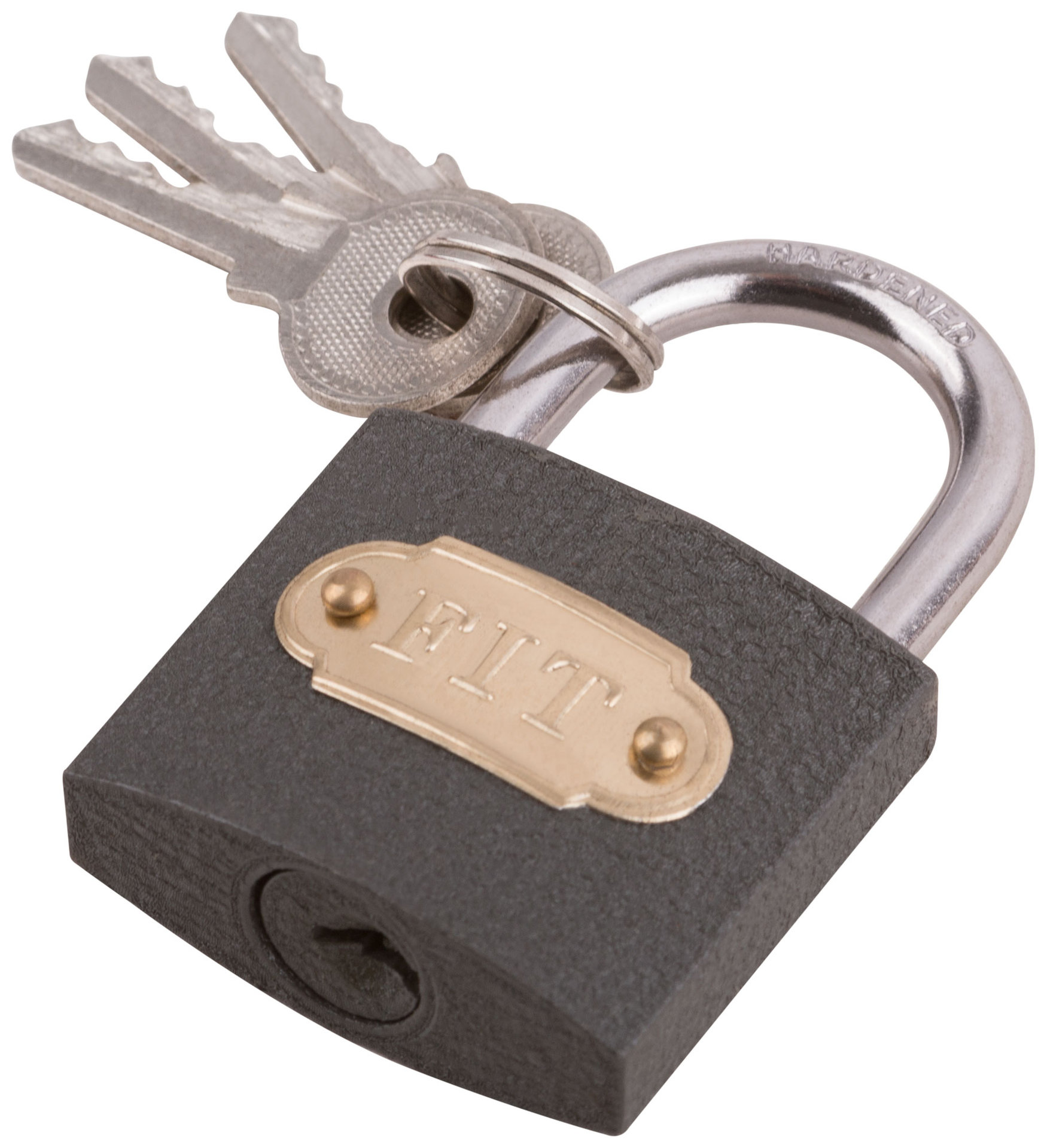 Замок навесной железный 38х32 мм, стальная дужка 5,2 мм (67138)