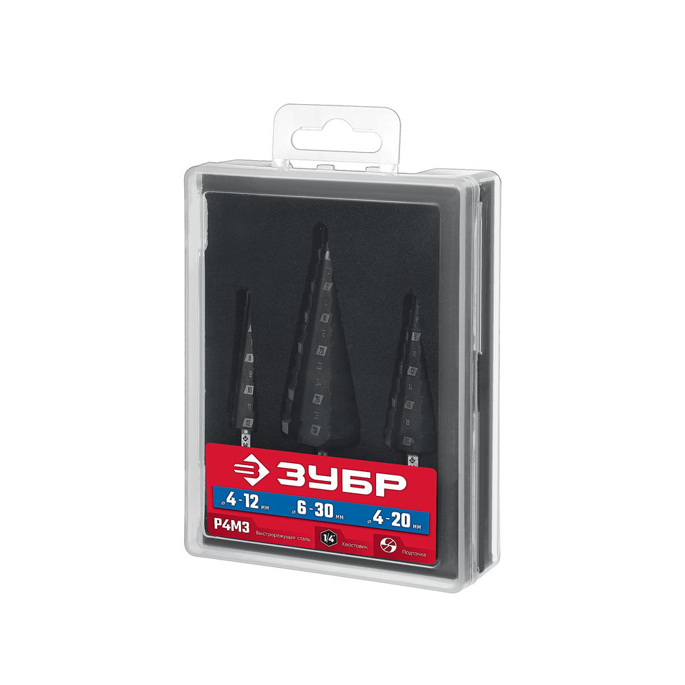 Набор сверл ступенчатых 3 шт., 4–30 мм ЗУБР 29665-4-30-H3_z01