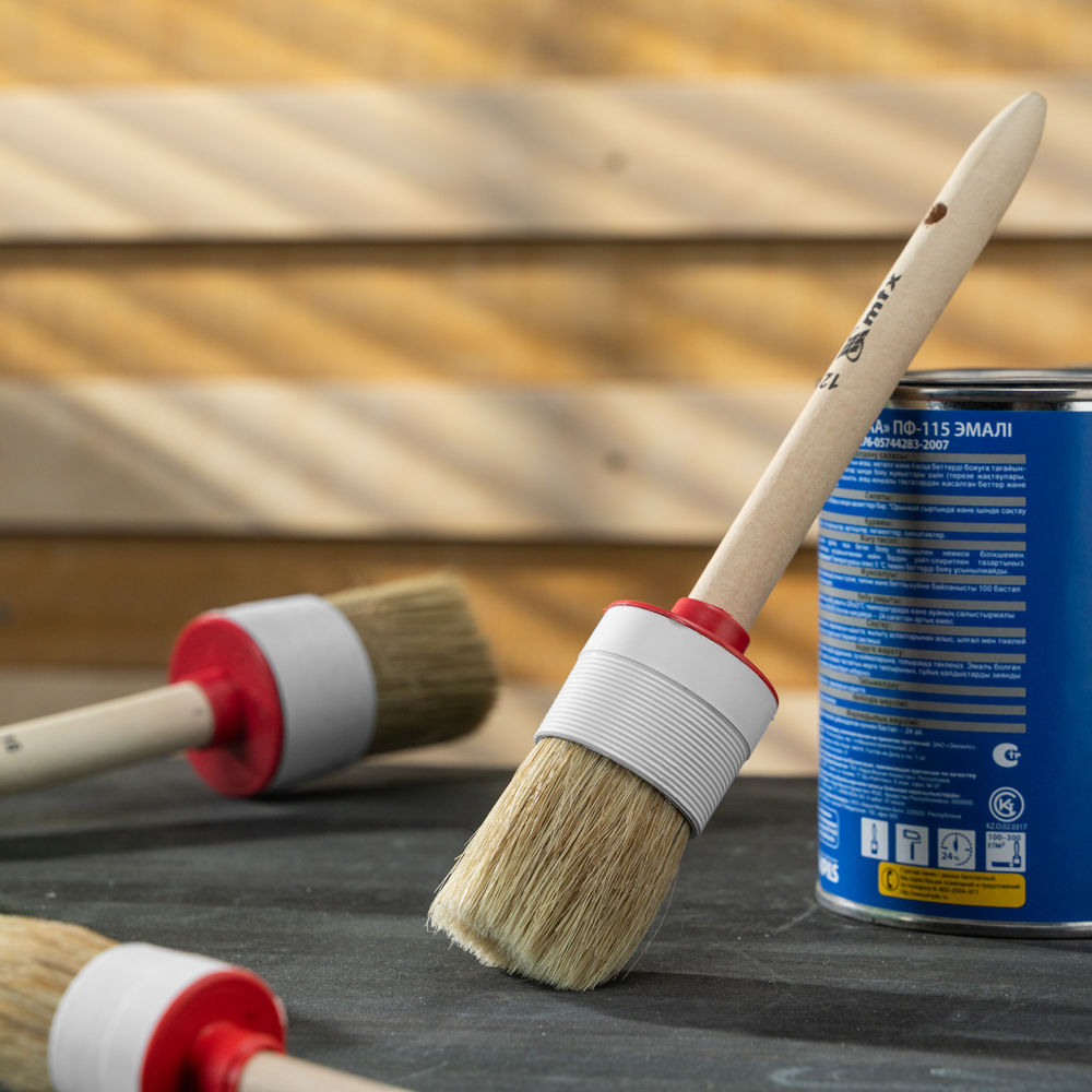 Кисть круглая №12 (45 мм) натуральная щетина, деревянная ручка MTX (82082)