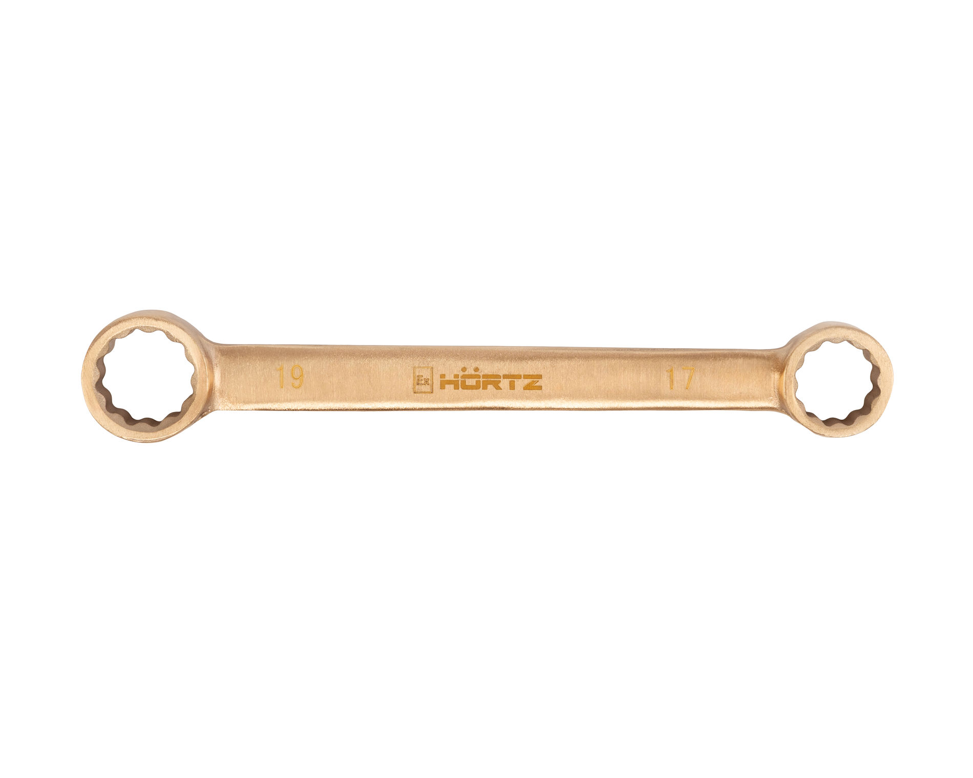 Ключ гаечный накидной двусторонний плоский 17х19 искробезопасный сплав BeCu, HORTZ