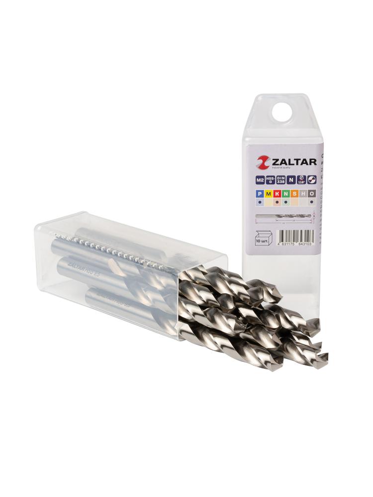 Комплект свёрл по металлу индустриальных, 10 шт, DIN 338, HSS-G, Тип N, 5xD, O9.50 мм (ZA-73095-S10)