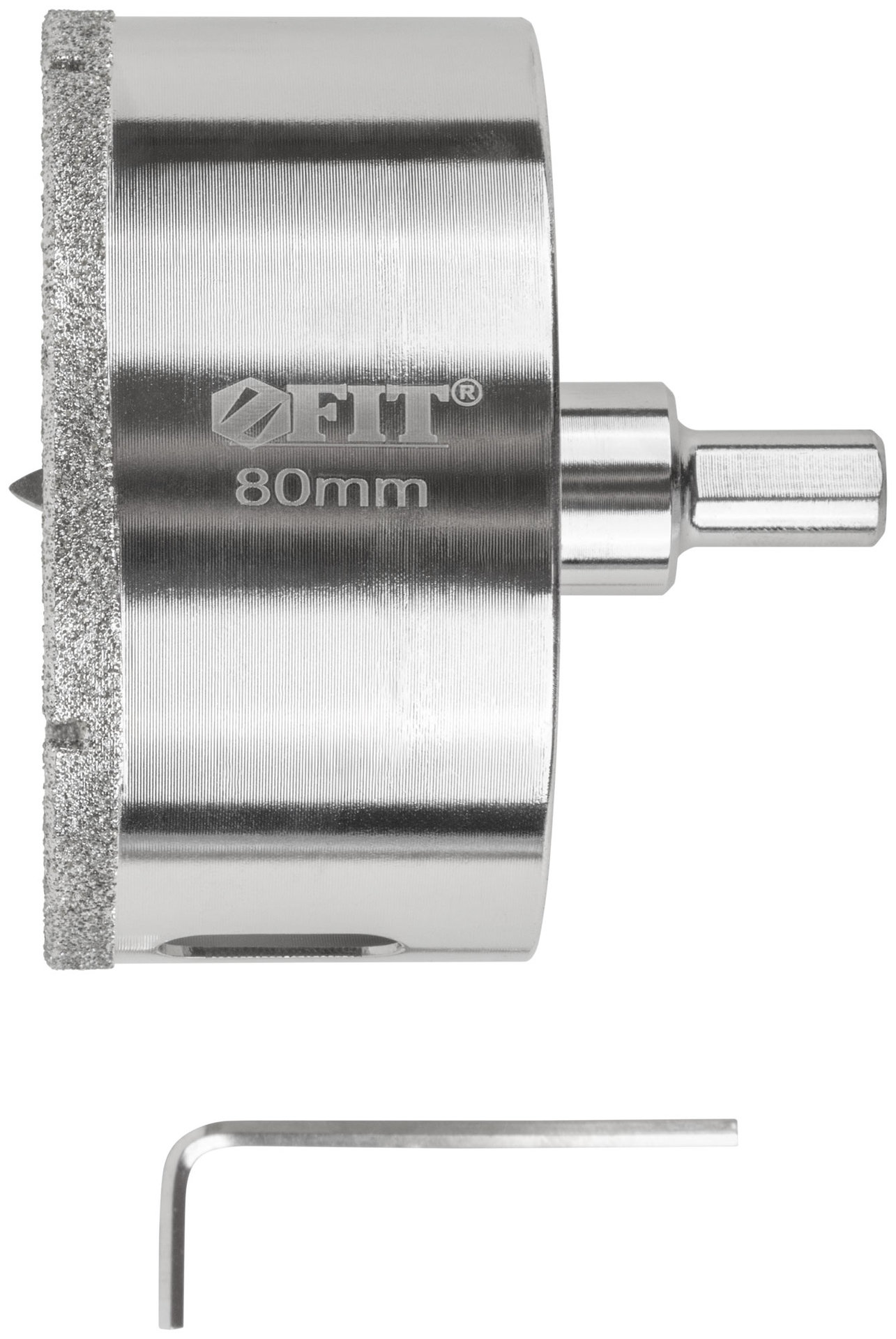 Коронка кольцевая по керамограниту, камню и кафелю алмазная с центровочным сверлом 80х70 мм (16228)