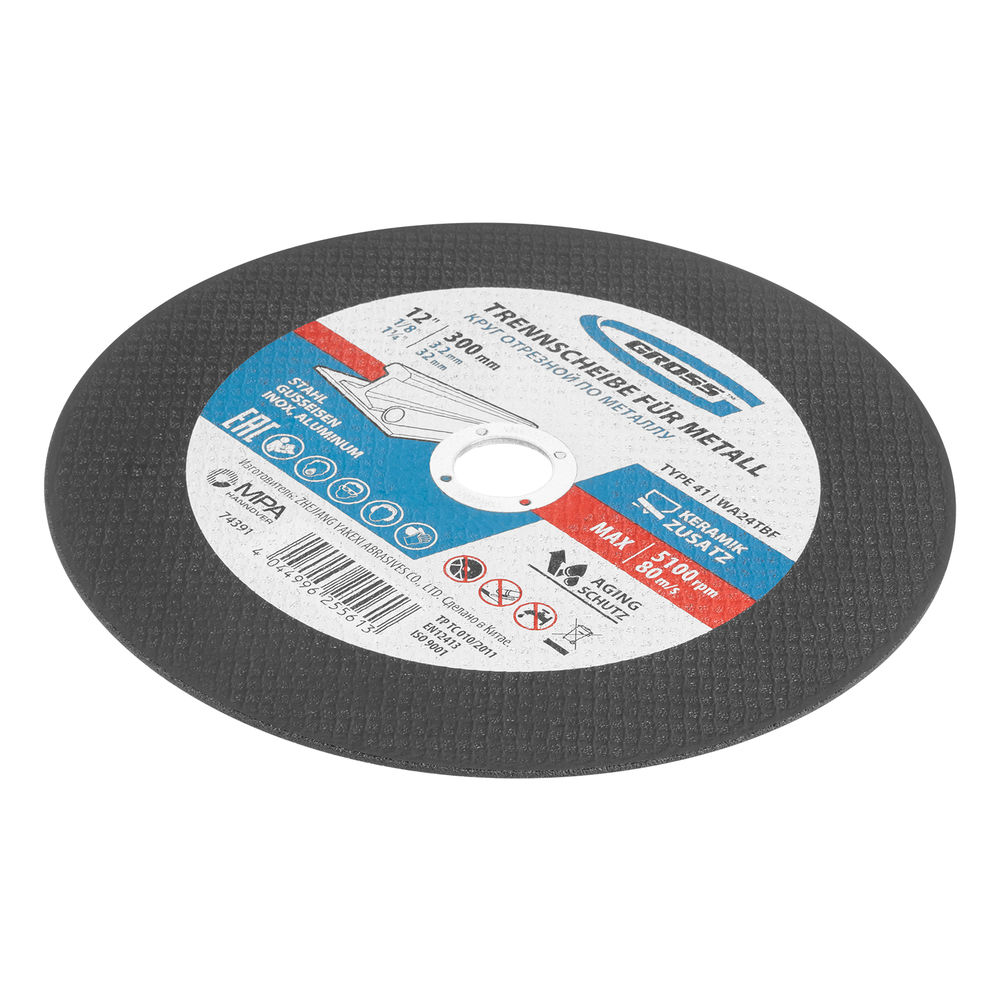 Круг отрезной по металлу, 300 x 3,2 x 32 мм, WA24TBF// Gross (74391)