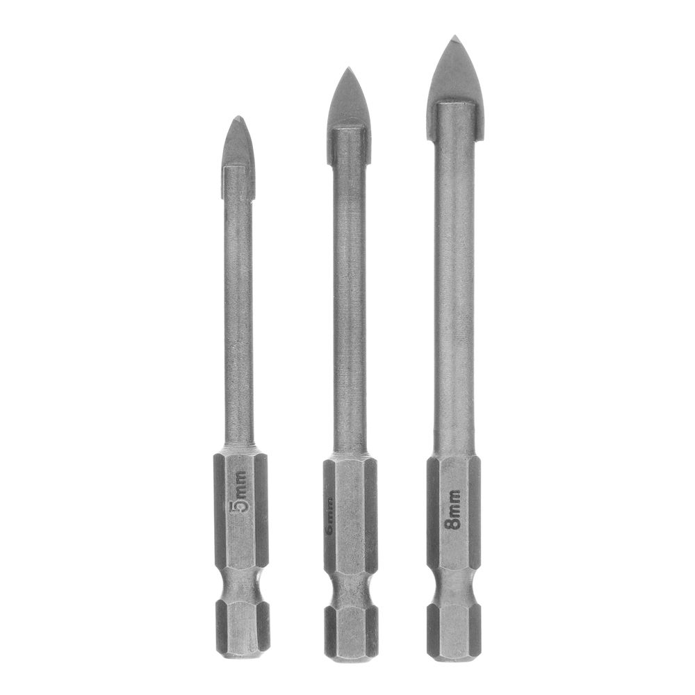 Набор сверл по керамической плитке, 5-6-8 мм, шестигранный хвостовик Matrix (72825)