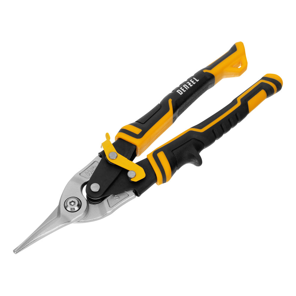 Ножницы по металлу, 270 мм, прямой рез, сталь-CrMo, трехкомпонентные рукоятки Denzel (78370)