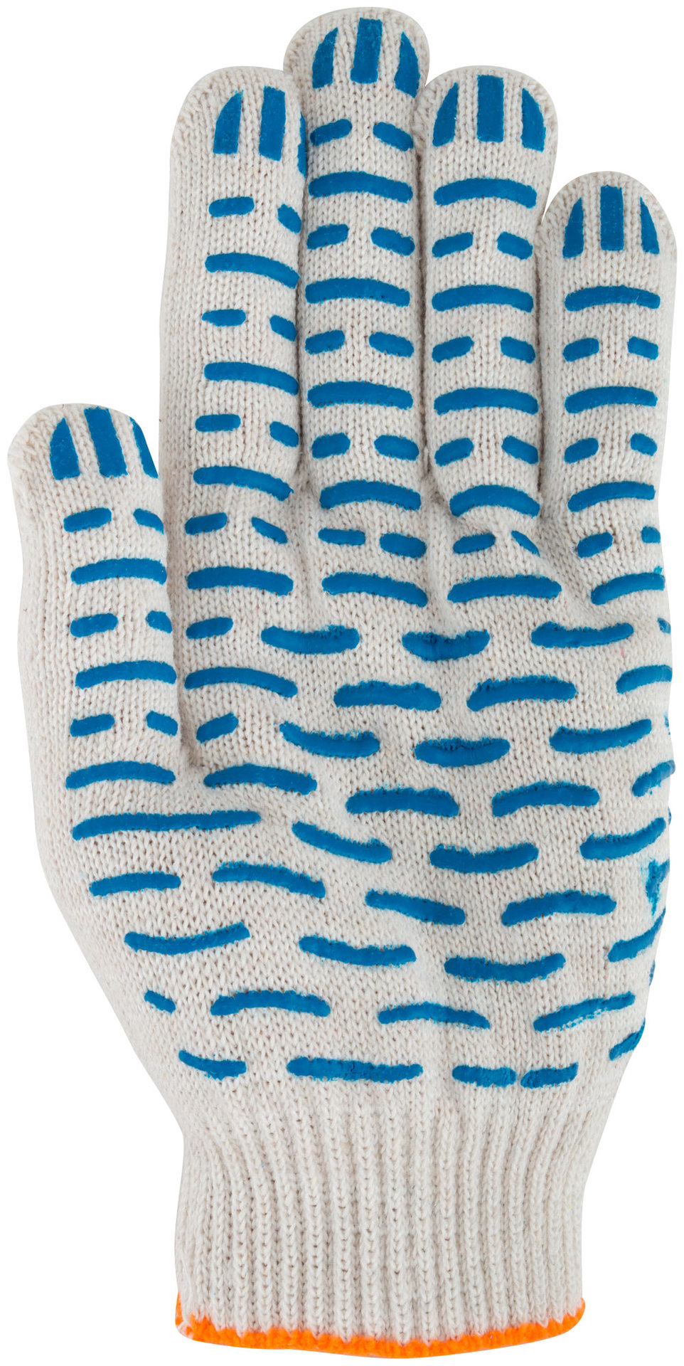 Перчатки вязаные (4 нити), х/б c ПВХ, 10 класс вязки, Волна (12491)