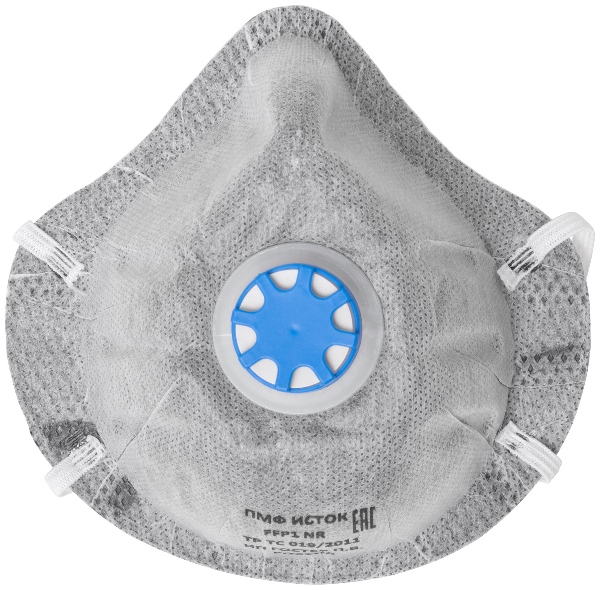 Полумаска фильтрующая, FFP1, формованная, 4-х слойная, угольный фильтр, с клапаном (12306)