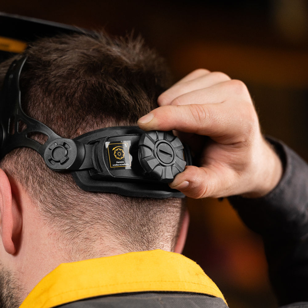 Щиток защитный лицевой (маска сварщика) F9, см. окно 100x60, Real Color, DIN 4-8/9-13// Denzel (89718)