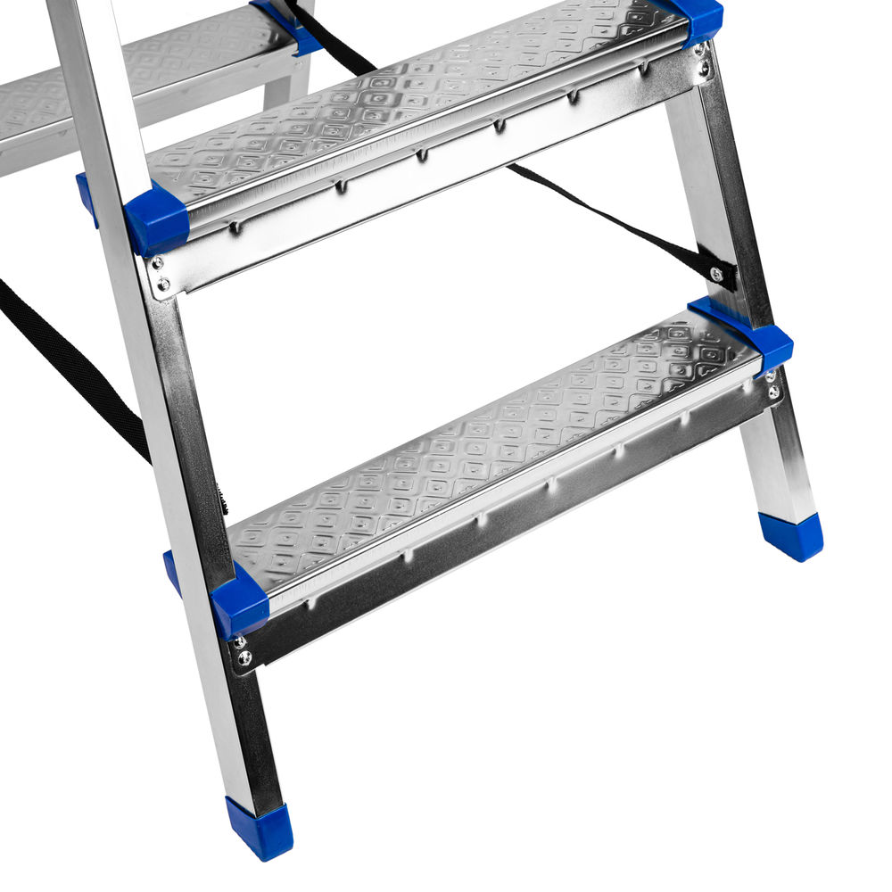 Стремянка двухсторонняя 4 ступени, сталь профиль, стальные ступени, Сибртех (97984)