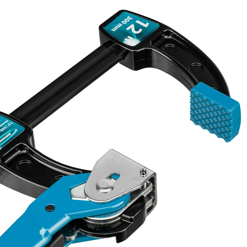 Струбцина реечная быстрозажимная 12, металлический корпус, рычажный храповой механизм, 300 мм Gross (20721)