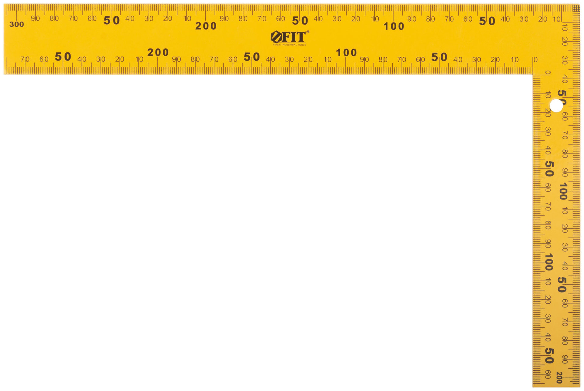 Угольник столярный цельнометаллический желтый, крашеная шкала 200 х 300 мм (19625)