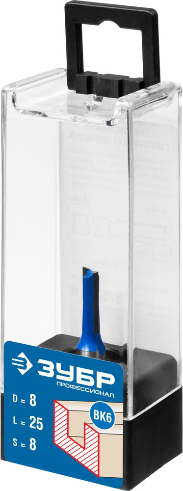 Фреза пазовая прямая 8 x 25 мм, хвостовик 8 мм ЗУБР Профессионал 28753-8-25