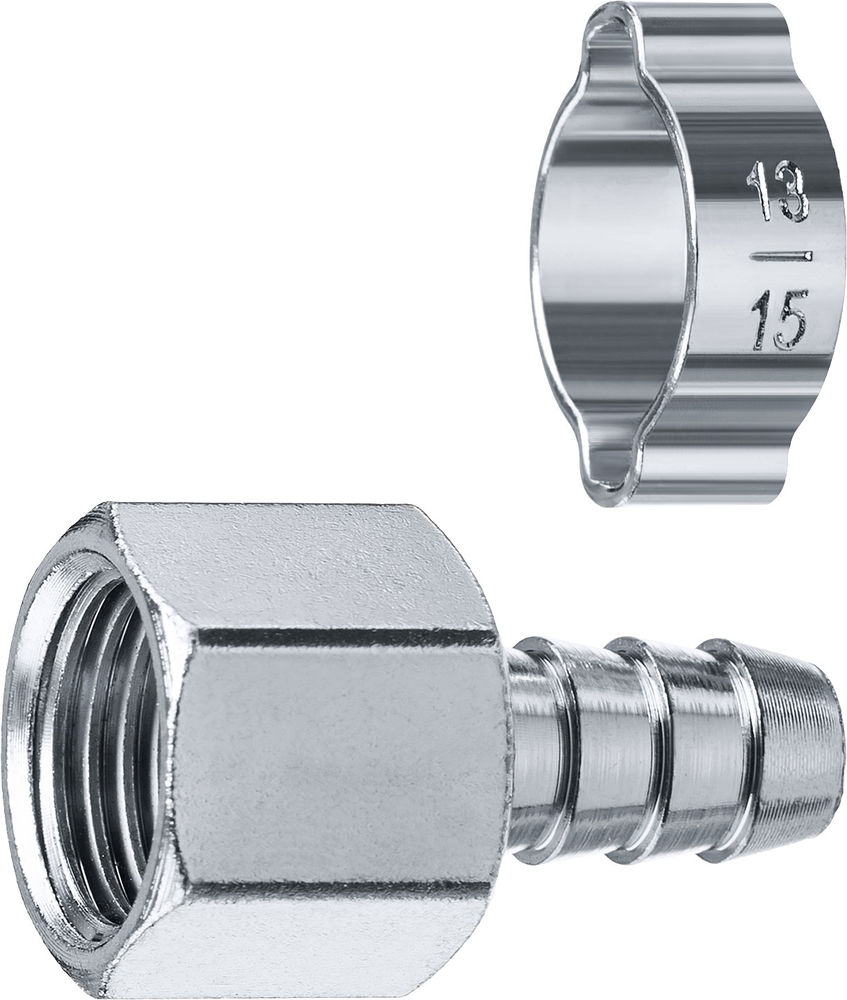 Переходник штуцер «елочка» 10 мм - 3/8F с обжимным хомутом ЗУБР Профессионал 64923-3/8-10