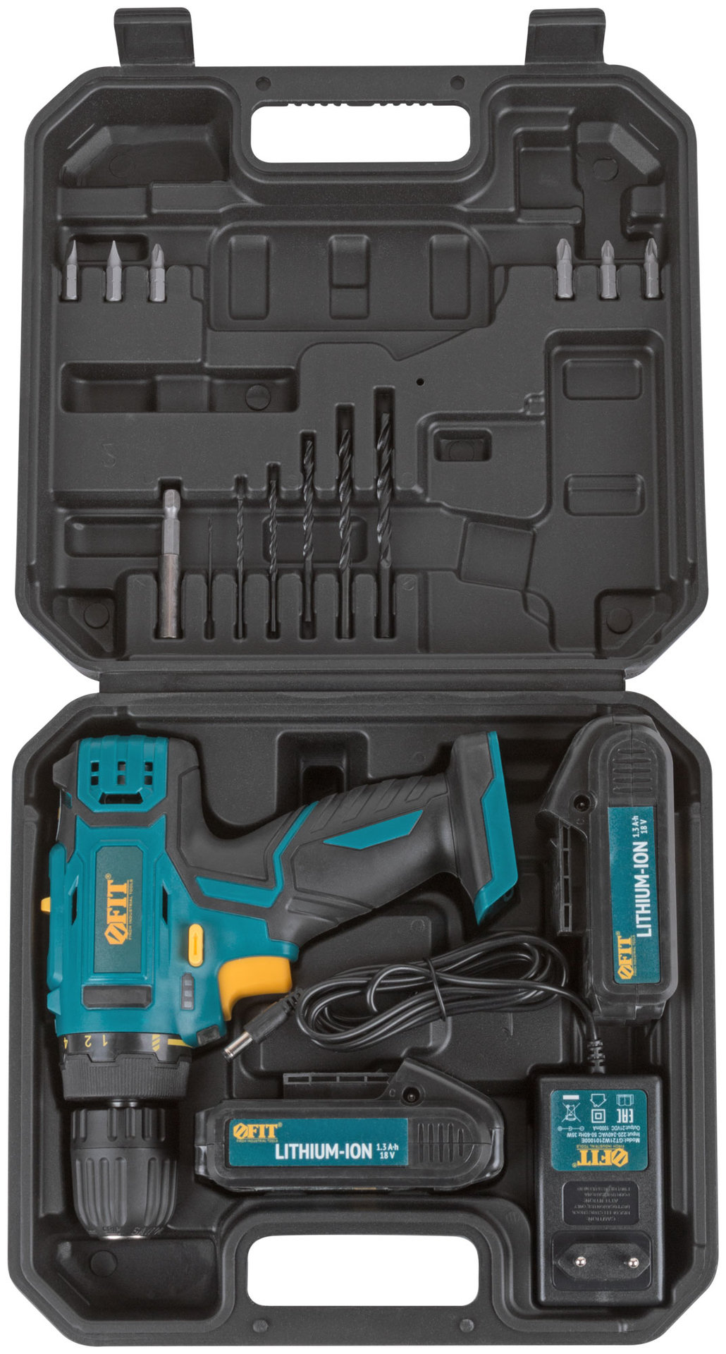 Дрель-Шуруповерт акк. 18 В; 0-400/1450 об/мин; 29 Нм; 2 (Li-Ion) 1,3 Ач; 1,5 ч.; рез. накл.; кейс (80189)