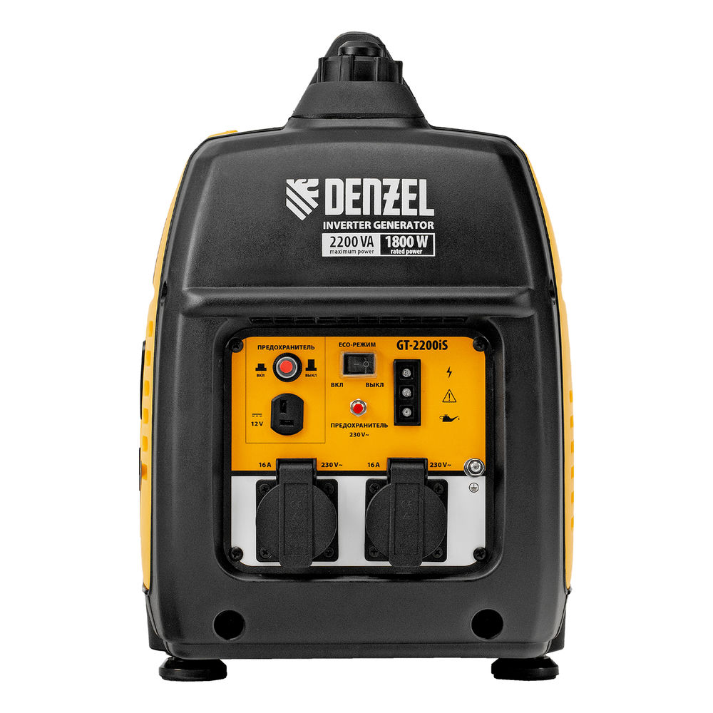 Генератор инверторный GT-2200iS, 2.2 кВт, 230 В, бак 4 л, закрытый корпус, ручной старт Denzel (94702)