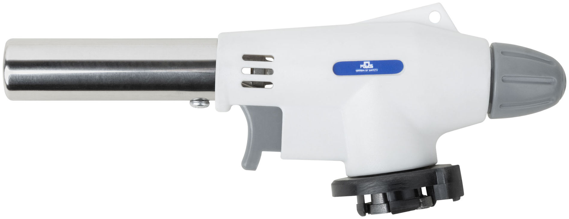 Горелка газовая на цанговый баллон, пласт.корпус, с пьезоподжигом, сопло 19 мм (67656М)