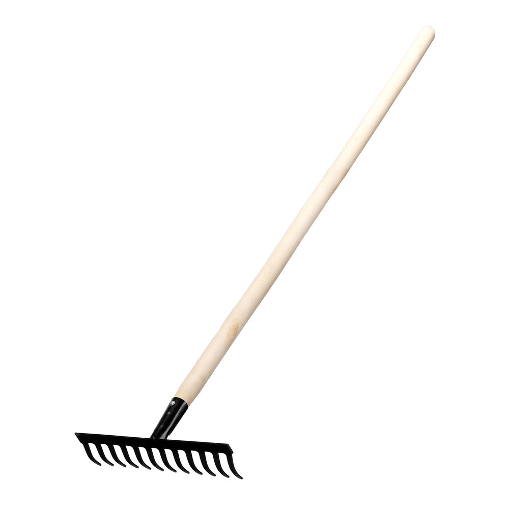 Грабли стальные, 300х1300 мм, 12 прямых зубьев, деревянный черенок, Сибртех (61741)