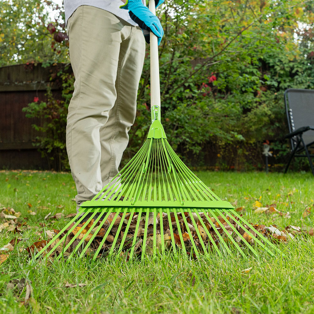 Грабли веерные стальные, 565 мм, 22 плоских зуба, эмалированные, усиленные, без черенка, Palisad (617015)