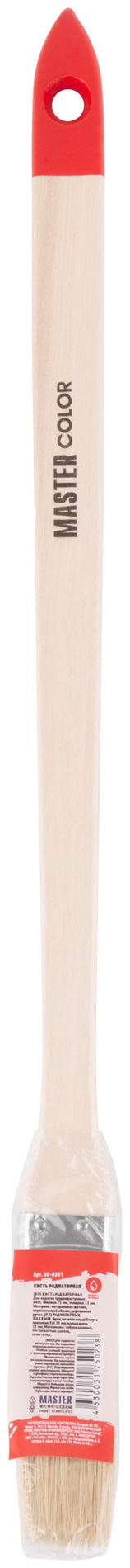 Кисть радиаторная, толщ. 11 мм, натур. щетина, нерж. обжим, дерев. ручка, ширина 25 мм (30-0301)