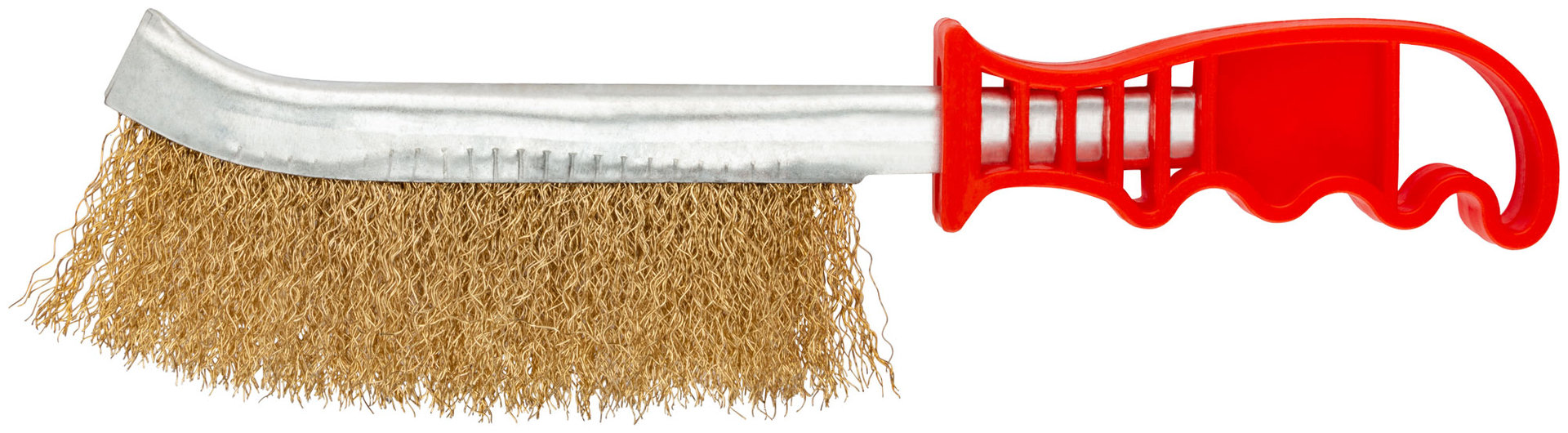 Корщетка с изогнутой пластиковой ручкой латунированная тип В (38411)