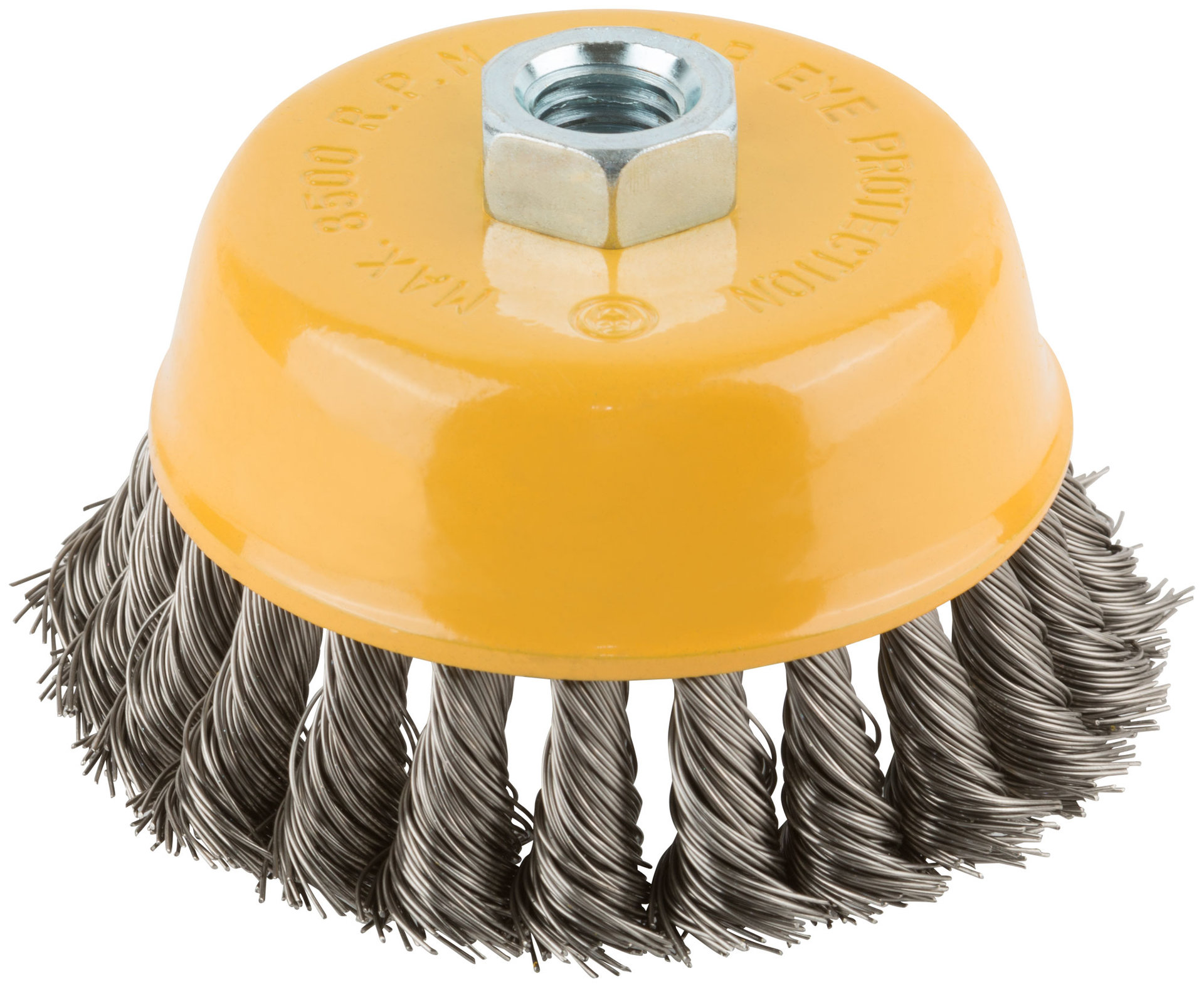 Корщетка-чашка, гайка М14, витая проволока, нержавеющая сталь 100 мм (38848)