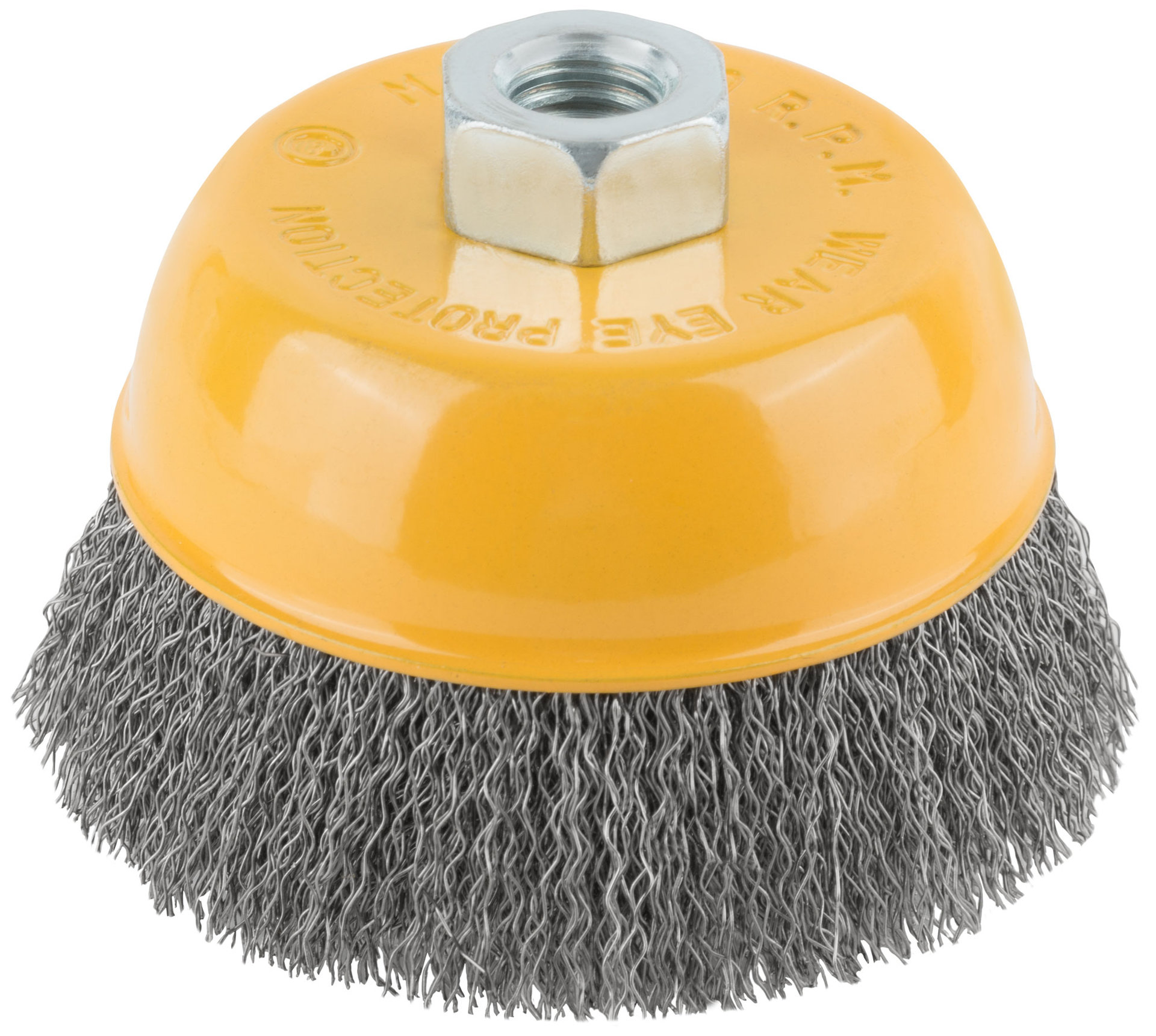 Корщетка-чашка, гайка М14, волнистая проволока, нержавеющая сталь 100 мм (38843)