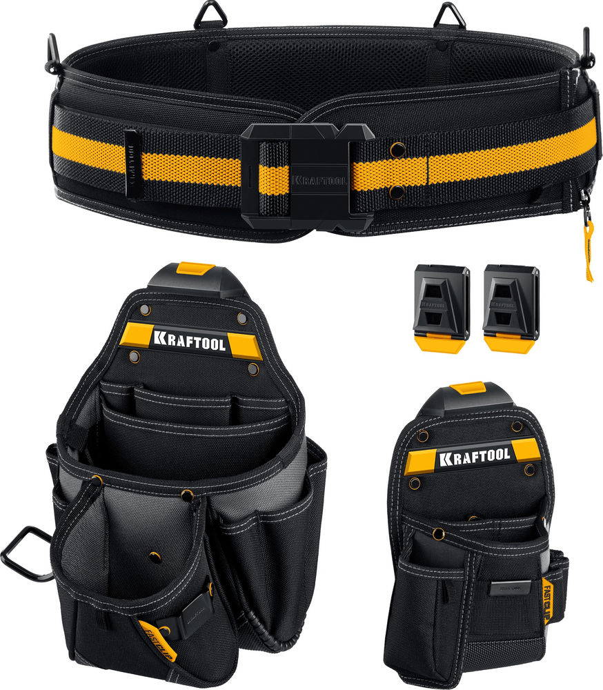 Пояс монтажника в комплекте: пояс монтажника, большая сумка, малая сумка KBS-3 KRAFTOOL 38762