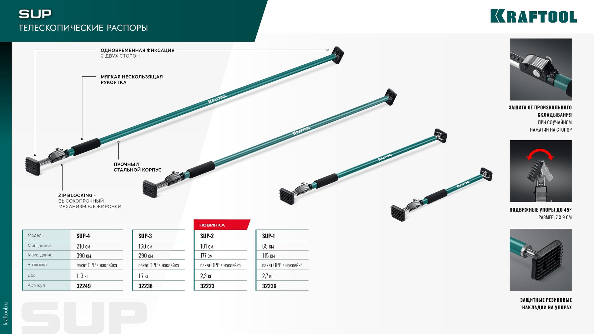 KRAFTOOL SUP-2, 101 - 177 см, телескопический распор (32223)