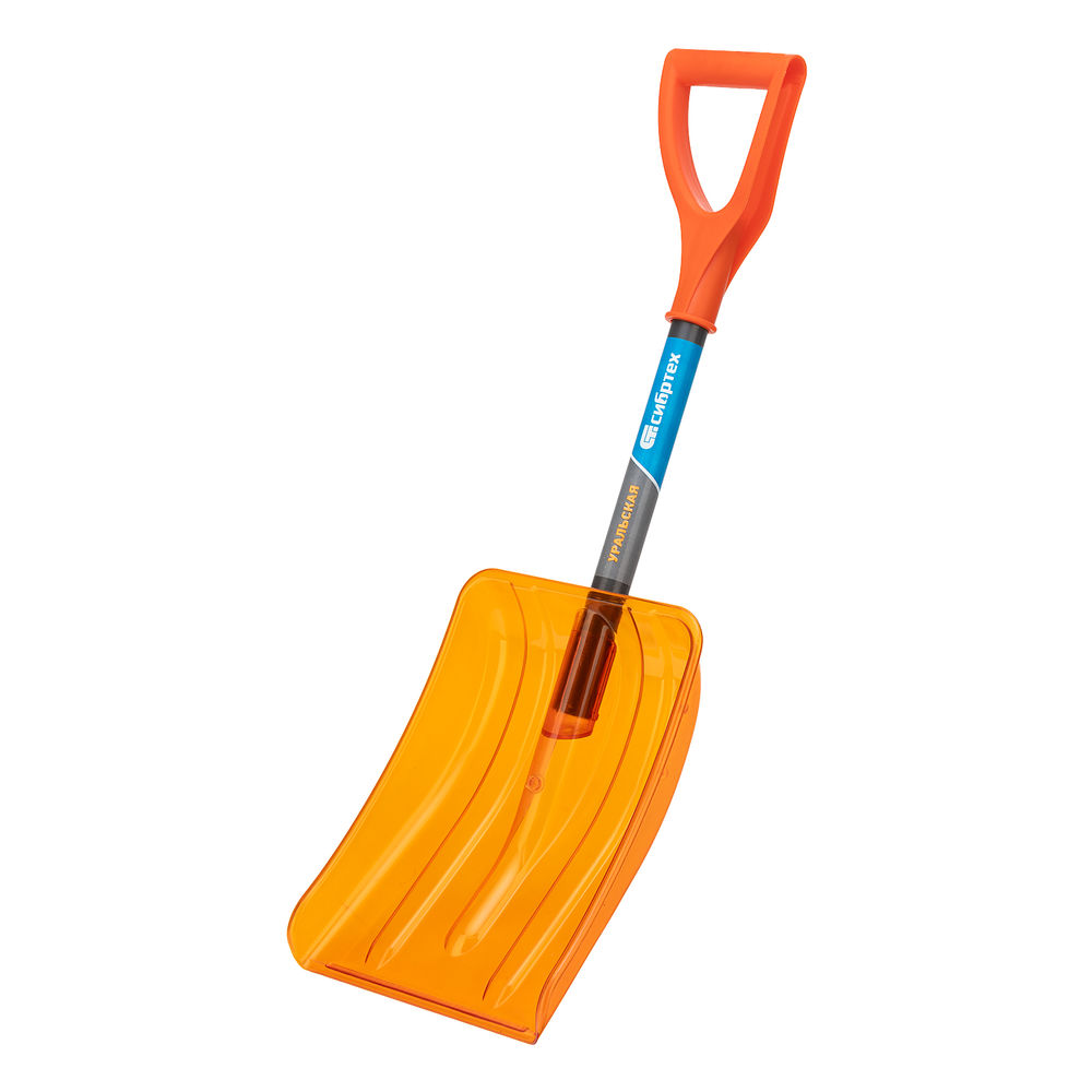 Лопата для уборки снега, поликарбонат, 270х360х840 мм, стальной черенок, усиленная Сибртех (61673)