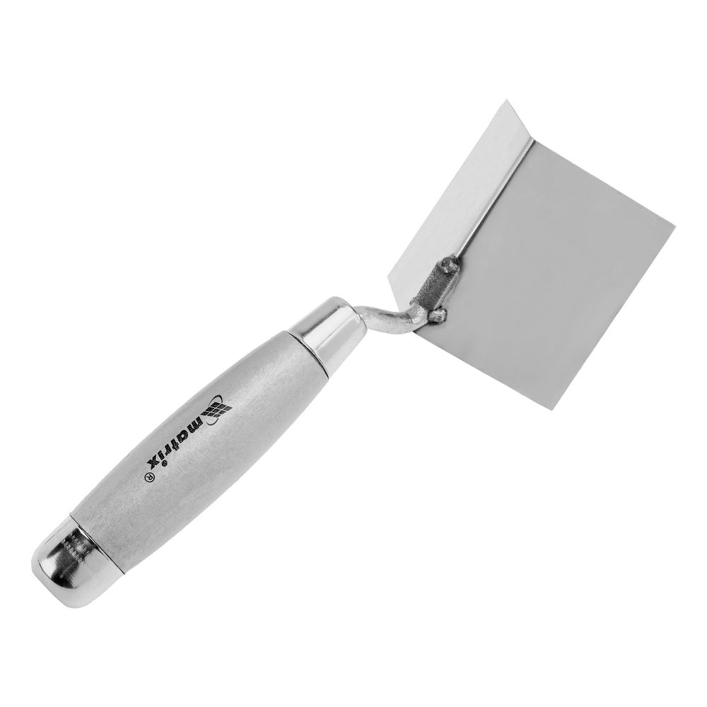 Мастерок из нержавеющей стали, 80 х 60 х 60 мм, для внешних углов, деревянная ручка Matrix (86312)