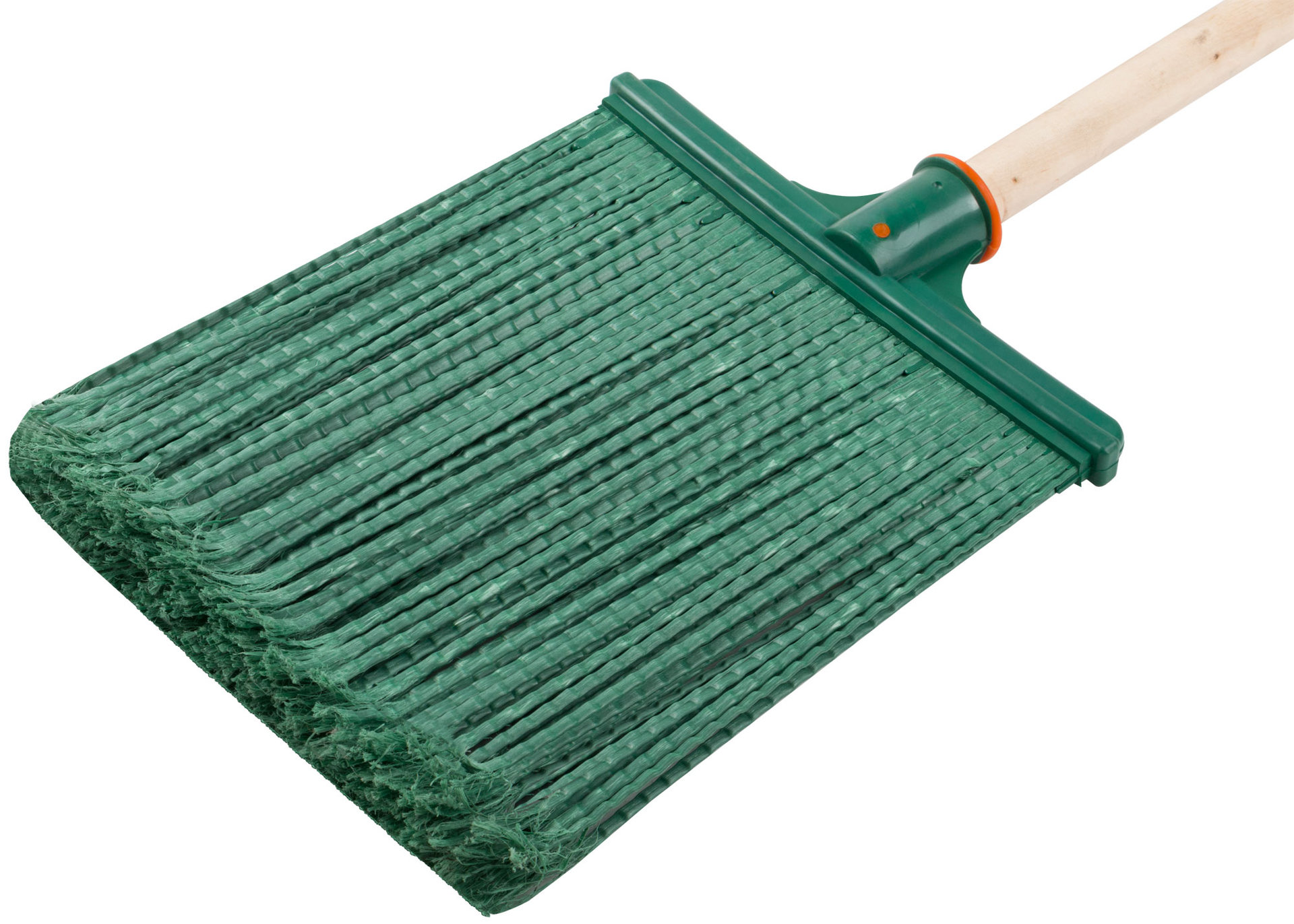 Метла пластиковая №1, плоская мягкая с деревянным черенком 260х330х1480 мм (68073)