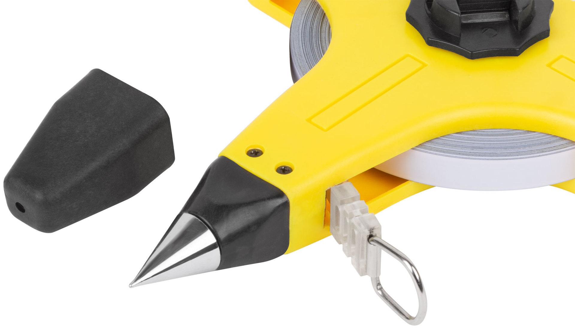 Рулетка геодезическая, стальная лента, желтый открытый пластиковый корпус, прорезиненная ручка 50 м