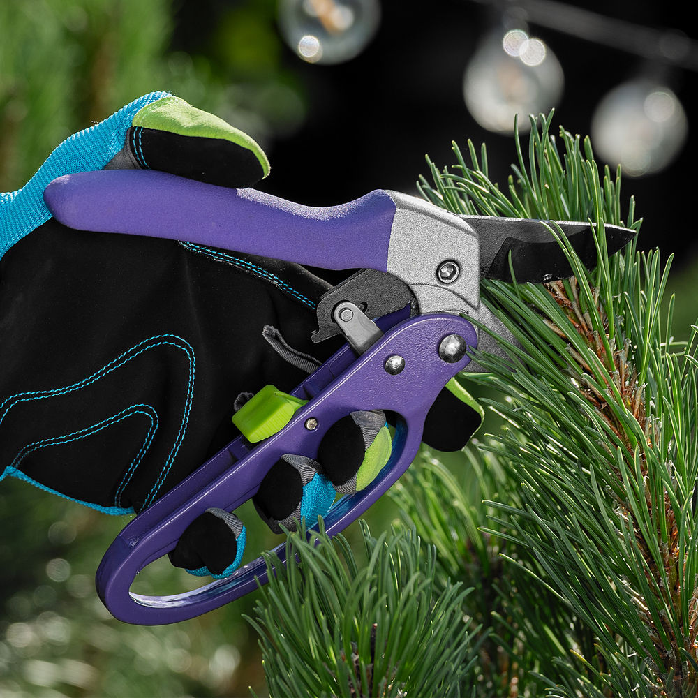 Секатор прямого реза, 200 мм, храповой механизм, металлические обрезиненные рукоятки, Palisad (60488)