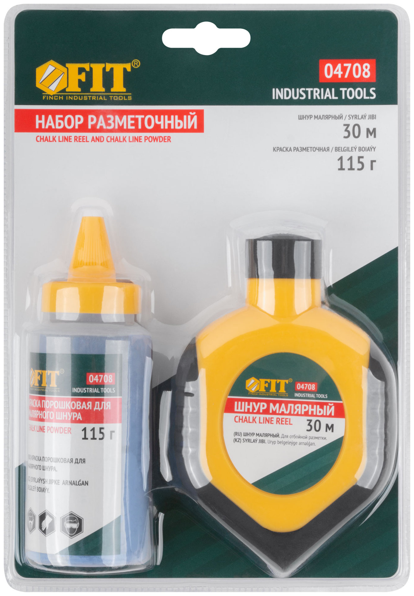 Шнур малярный отбойный, ABS пластиковый прорезиненный корпус 30 м + краска разметочная 115 гр. (04708)