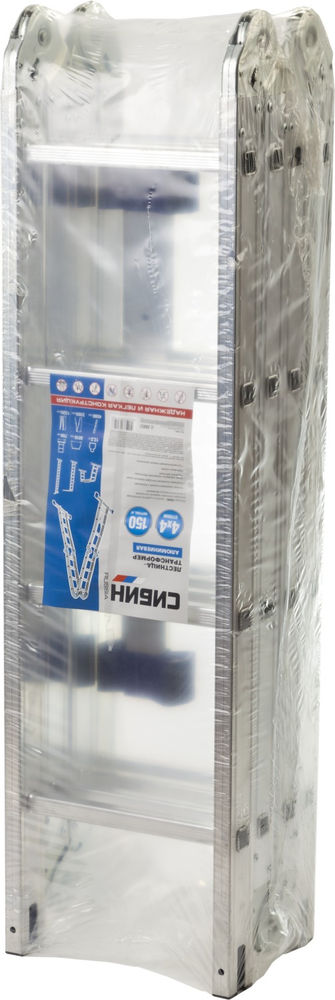 Алюминиевая четырехсекционная лестница-трансформер 4 x 4 ступени СИБИН ЛТ-44 38852