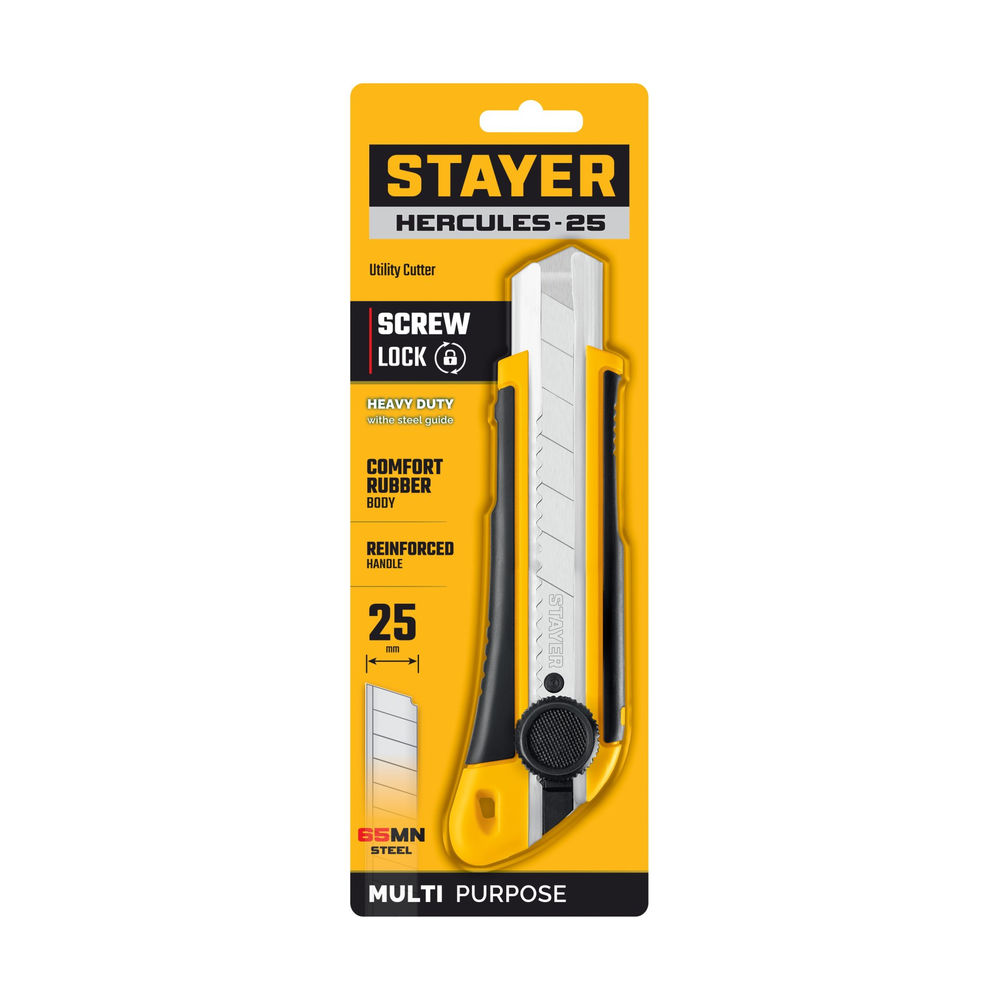 Нож 25 мм с винтовым фиксатором HERCULES-25 STAYER 09147