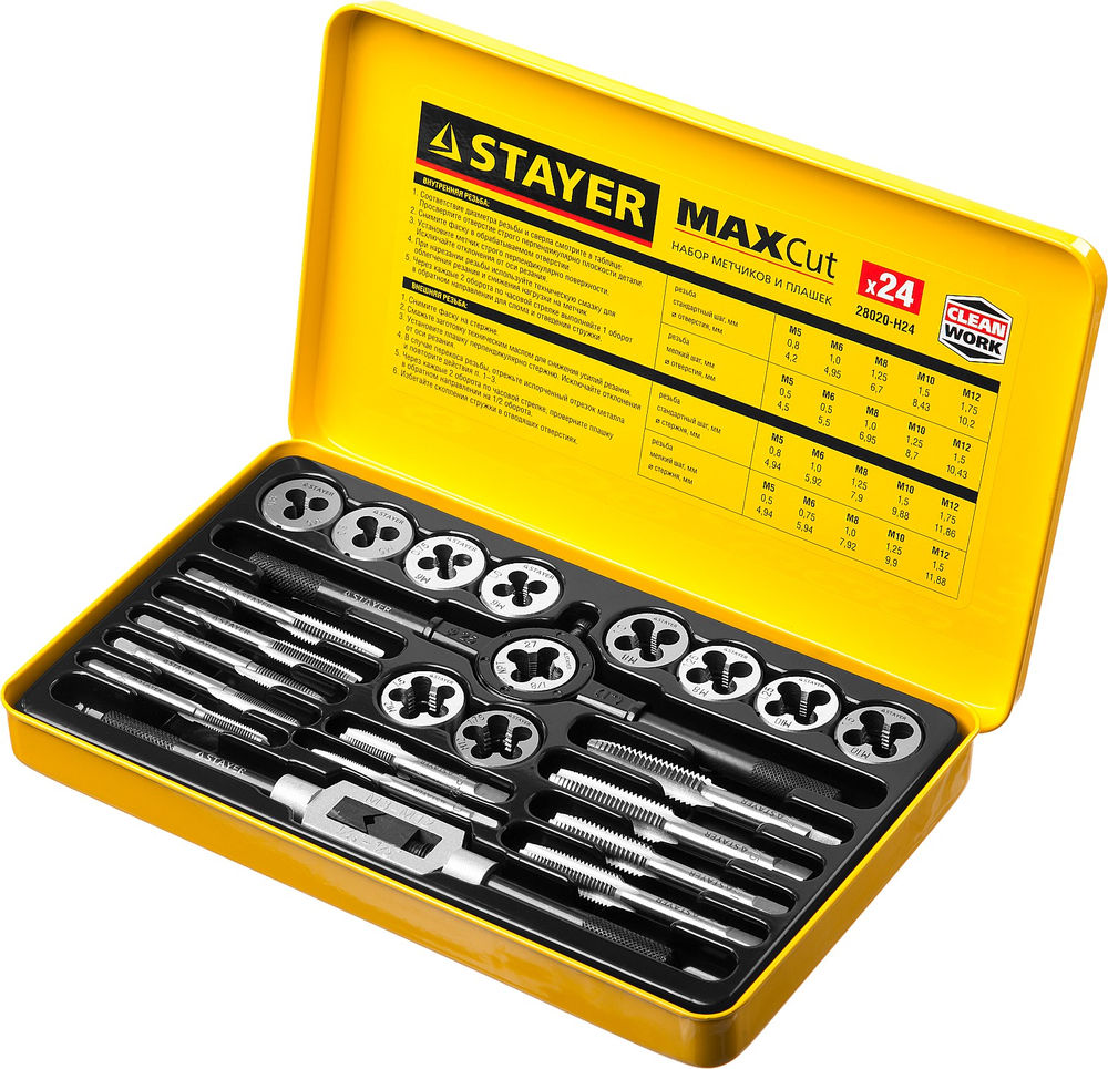 Набор метчиков и плашек 24 предмета легированная сталь MaXCut STAYER 28020-H24