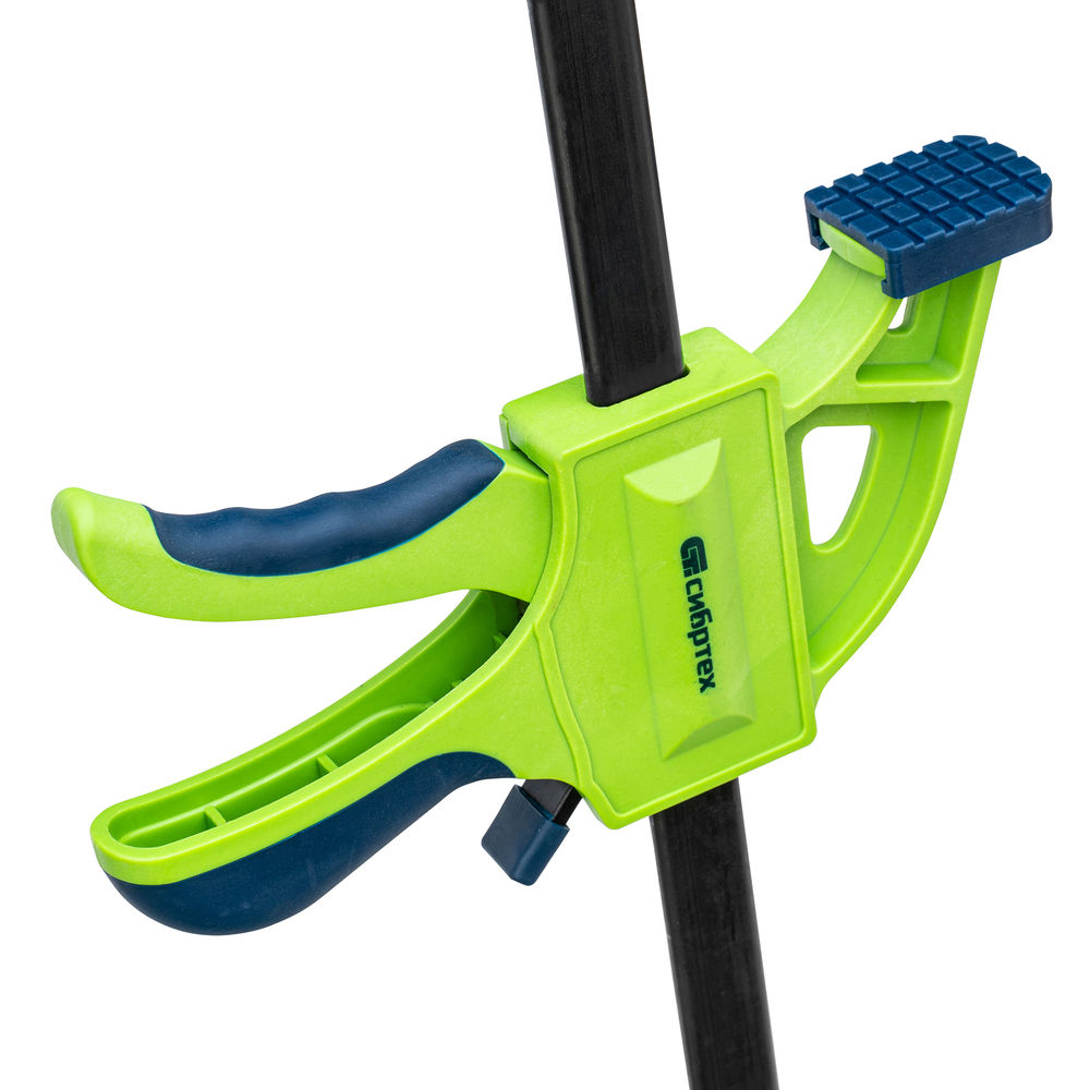 Струбцина F-образная, быстрозажимная, 200 х 70 х 420 мм, пластиковый корпус, фиксатор, двухкомпонентная рукоятка Сибртех (20564)