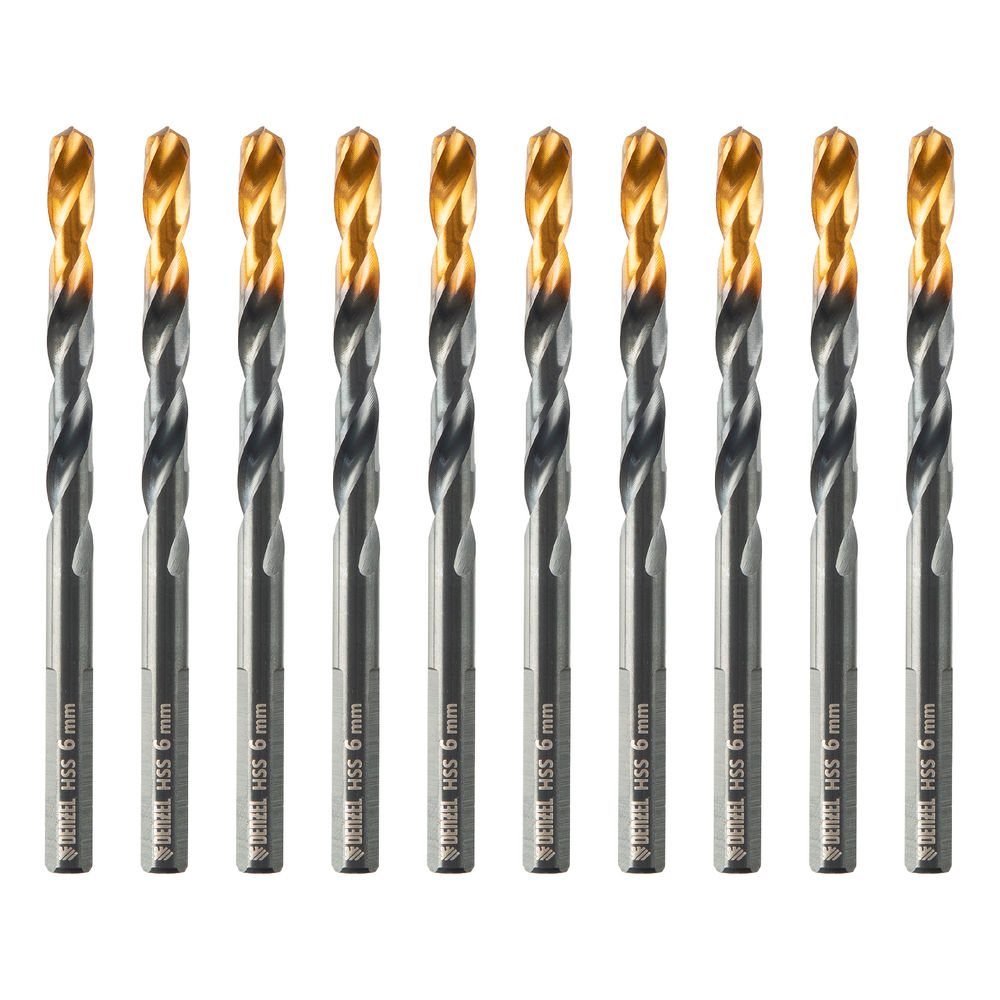 Сверло по металлу, 6 мм, HSS-Tin, Golden Tip, 10 шт. Denzel (717215)