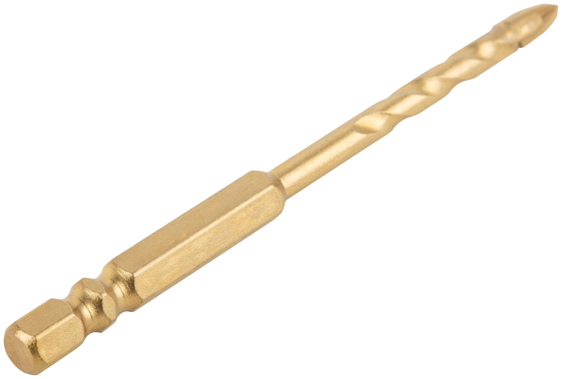 Сверло универсальное, 4 режущие кромки, титановое покрытие, шестигранный U-хвостовик под биту, 5х90 мм (35164)