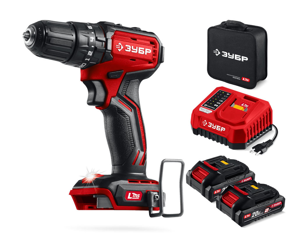 Дрель-шуруповерт ударная бесщеточная 20 В 45 Н·м 2 АКБ LMS 2 А·ч сумка ЗУБР ДБУ-45-22