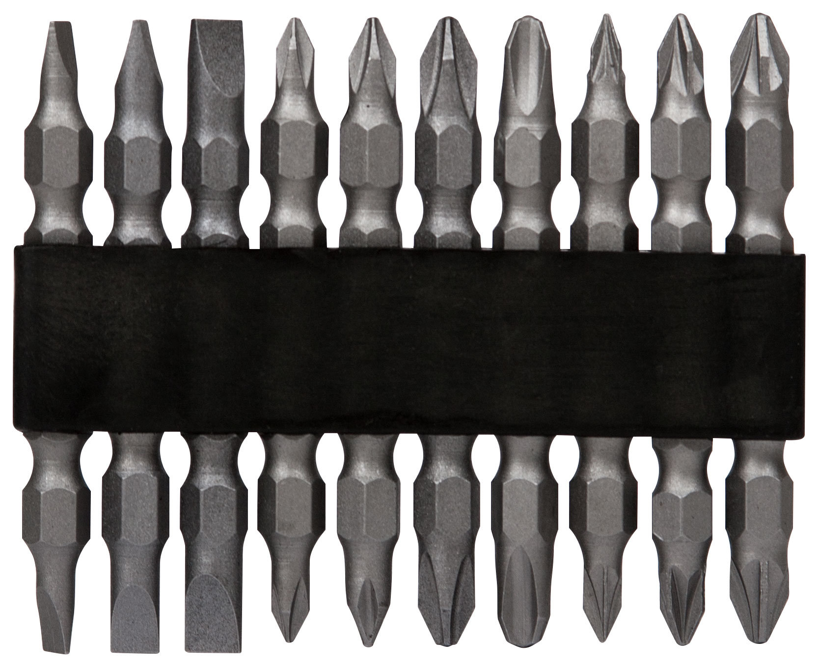 Биты набор 10 шт CrV, 65 мм, двухсторонние (57650)