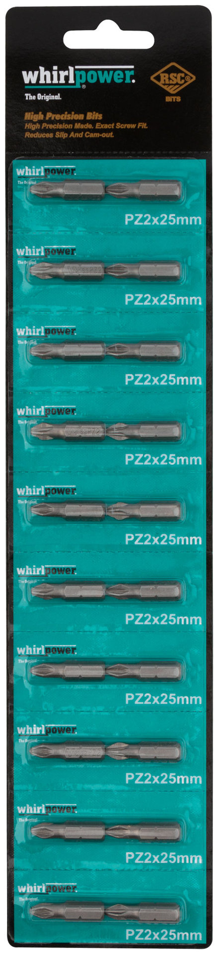 Биты WP, сталь S2, с насечкой, Профи, 25 мм PZ2, 20 шт. (57582)