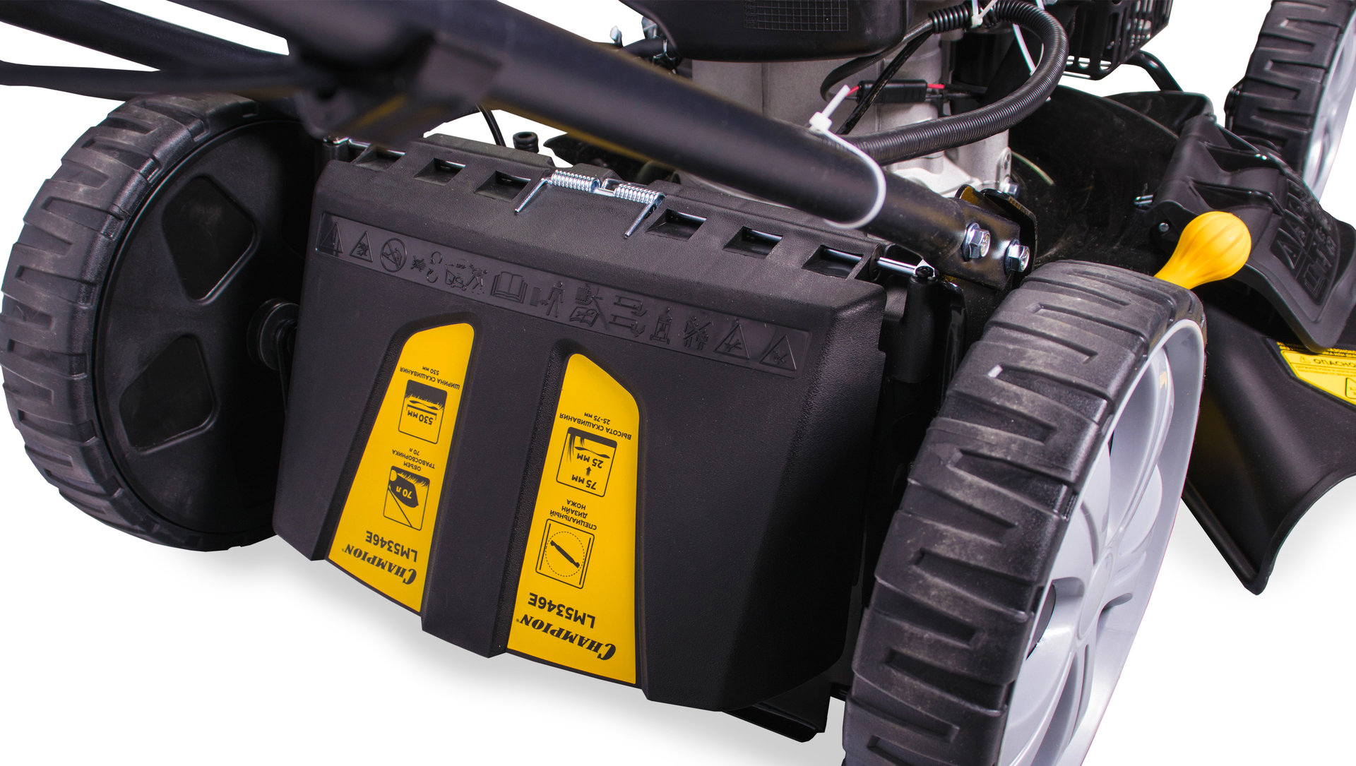 Газонокосилка CHAMPION LM5346E (4,4кВт привод 525мм70л25-75мм 1рычаг/7, 37,2кг 4в1, эл. запуск) (LM5346E)