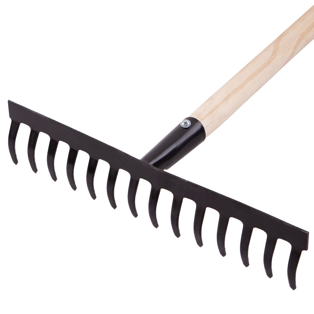 Грабли стальные, 360х1300 мм, 14 прямых зубьев, деревянный черенок, Сибртех (61742)