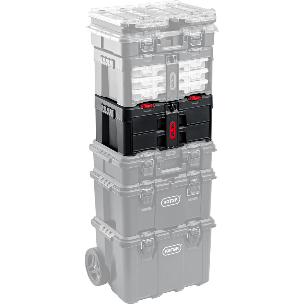 Ящик пластиковый 481 х 332 х 233 мм (19) с выдвижными полками STACKNROLL KETER 38407