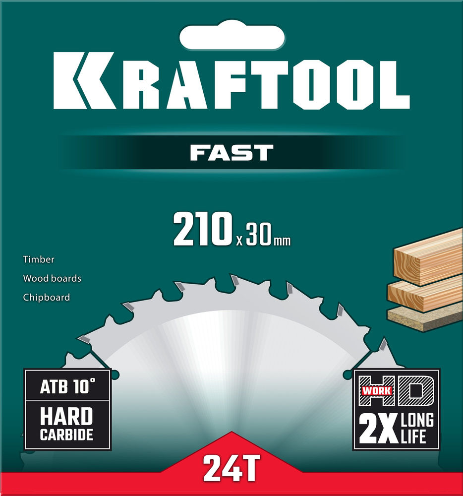 Пильный диск по дереву Fast, 210 х 30 мм, 24Т KRAFTOOL 36950-210-30