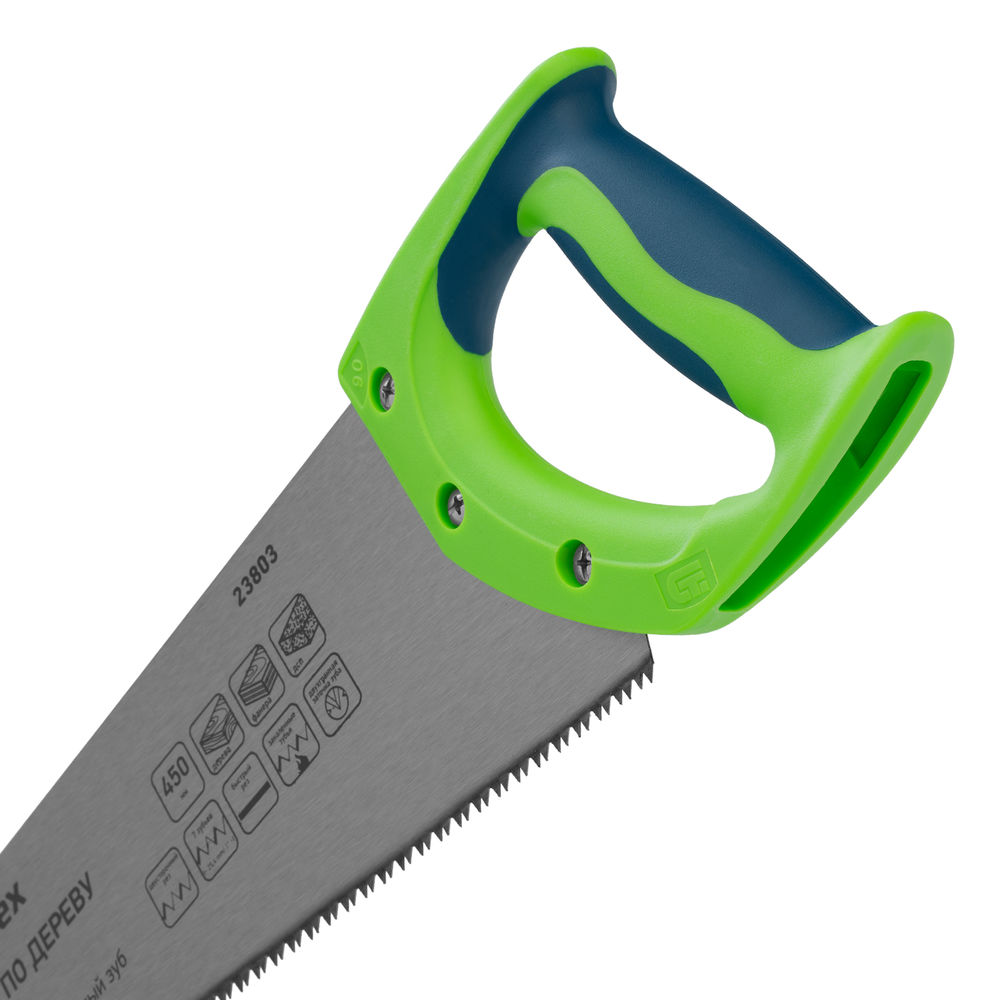 Ножовка по дереву Зубец, 450 мм, 7-8 TPI, каленый зуб 2D, двухкомпонентная рукоятка Сибртех